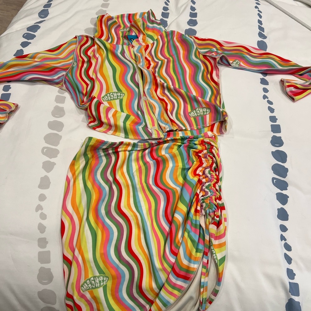 Omighty Multicolor Striped Skirt Set